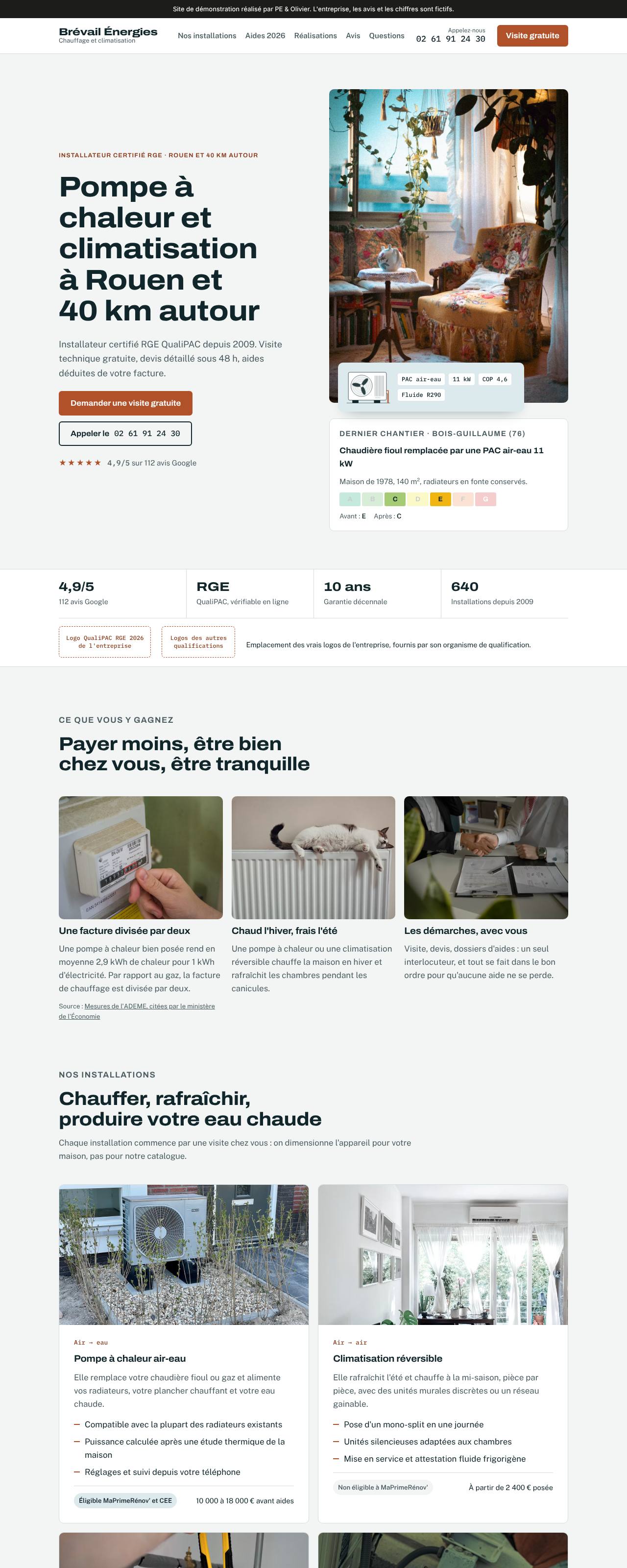 Exemple de site sur ordinateur : Brévail Énergies